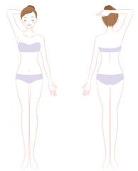 女性　全身　裸　美容