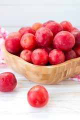 Fototapeta na wymiar Red garden plum, cherry plum 