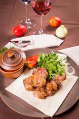 roast meat on plate