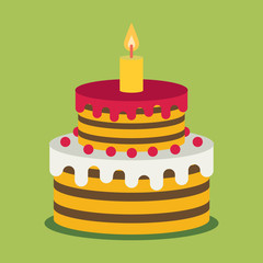 birthday cake, sweet cupcakes, cartoon vector illustration, flat