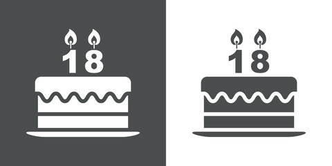 Icono plano tarta 18 cumpleaños gris