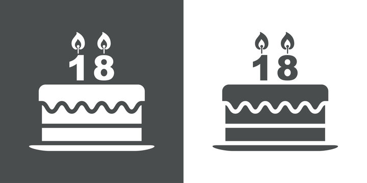 Icono plano tarta 18 cumpleaños gris