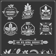 Collection of Organic food labels and design elements.