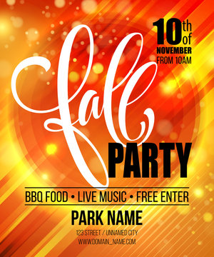 Fall Party. Template for Autumn poster, banner, flyer. Vector illustration. Vector illustration