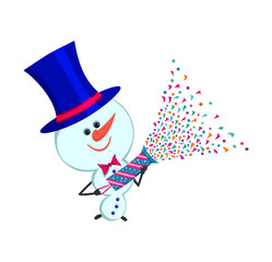 Snowman and petard. Blue tophat. 