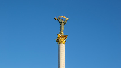 Ukraine. Kiev, Maidan. Independence Monument - a triumphal column devoted to the independence of Ukraine.