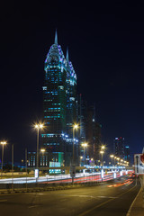 Fototapeta na wymiar Night view of the Chrysler building in Dubai