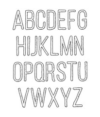 Hand drawn sketch alphabet. Vector illustration