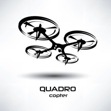 drone icon, quadrocopter stylized vector symbol