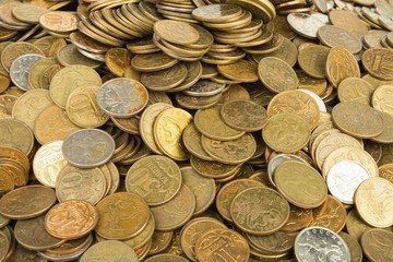 Heap of the coins. Stock image macro.