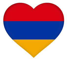 Illustration of the flag of Armenia shaped like a heart
