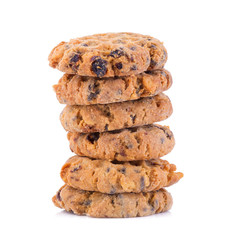 Chocolate chip cookies on white background