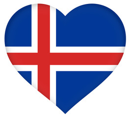 Illustration of the flag of Iceland Shaped like a heart