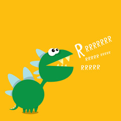 Vector cartoon funny dragon. Cartoon Dinosaur.