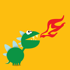 Vector cartoon funny dragon. Cartoon Dinosaur.