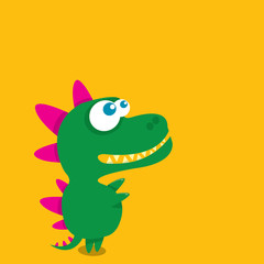 Vector cartoon funny dragon. Cartoon Dinosaur.