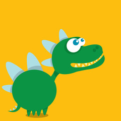 Vector cartoon funny dragon. Cartoon Dinosaur.