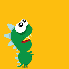 Vector cartoon funny dragon. Cartoon Dinosaur.