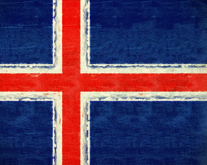 Illustration of the national flag of Iceland with a grunge look