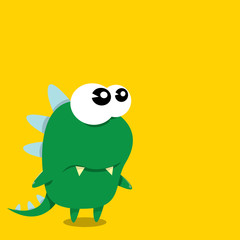 Vector cartoon funny dragon. Cartoon Dinosaur.