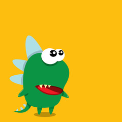 Vector cartoon funny dragon. Cartoon Dinosaur.