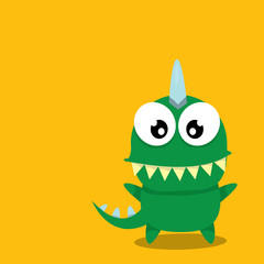 Vector cartoon funny dragon. Cartoon Dinosaur.