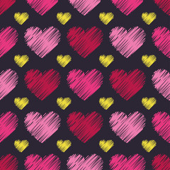 Seamless vector background with decorative hearts. Print. Cloth design, wallpaper.
