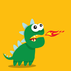 Vector cartoon funny dragon. Cartoon Dinosaur.