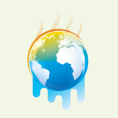 global warming stylized vector symbol - obrazy, fototapety, plakaty