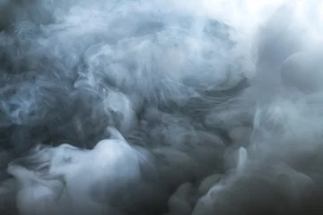 Deurstickers De stroom dikke rook op een donkere achtergrond © realstock1