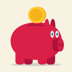 Pig bank vector icon illustration.
