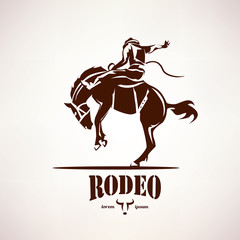 rodeo horse symbol, stylized vector silhouette - 119596460