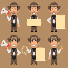 Robber Cowboy Holds Megaphone and Paper