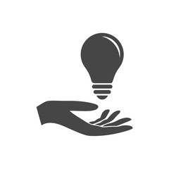 Illustration of a hand offering light bulb