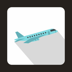 Plane taking off icon in flat style isolated with long shadow