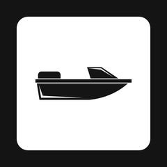 Motorboat icon in simple style isolated on white background. Sea transport symbol