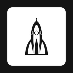 Ballistic rocket icon in simple style isolated on white background. Aircraft symbol