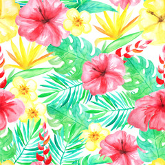 Watercolor tropical floral seamless pattern © lisagerrard99