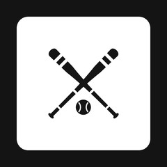 Baseball bat and ball icon in simple style isolated on white background. Sport symbol