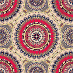 Ornate floral seamless texture, endless pattern with vintage mandala elements.