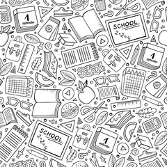 Cartoon cute hand drawn School seamless pattern