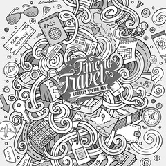 Cartoon cute doodles traveling illustration