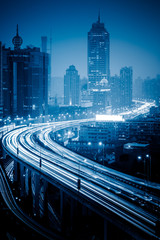 Fototapeta premium crowded cars driving at flyover,long exposure.
