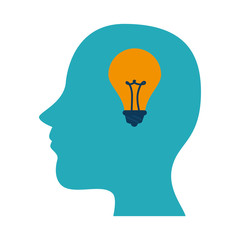 silhouette head idea bulb blue isolated vector illustration eps 10
