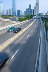 City road with moving car,tianjin china.