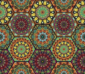 Image of Honey Comb Hex Pattern Flower Complex 1 printed on Printed Glass Basin Splashbacks