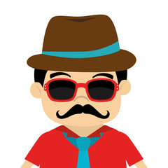 man hipster hat moustache isolated vector illustration eps 10
