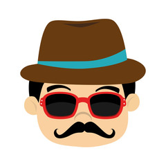 man hipster hat moustache isolated vector illustration eps 10