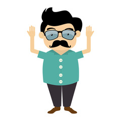 man hipster hat moustache isolated vector illustration eps 10