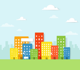 Fototapeta premium Colorful city. Urban landscape